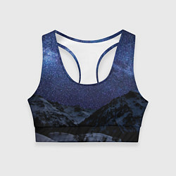 Топик спортивный женский Снежные горы и космос, цвет: 3D-принт