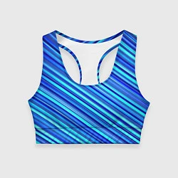 Топик спортивный женский Сине голубые узорчатые полосы, цвет: 3D-принт
