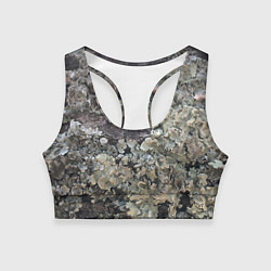 Топик спортивный женский Текстура мха на дереве, цвет: 3D-принт