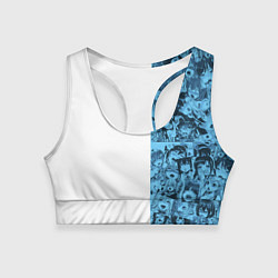 Топик спортивный женский Ахегао на белом фоне, цвет: 3D-принт