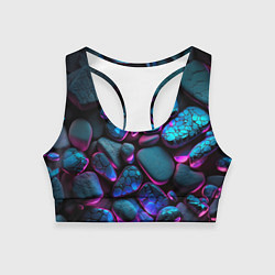 Топик спортивный женский Неоновые камни, цвет: 3D-принт