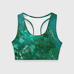 Топик спортивный женский Зелёные обрывки фигур, цвет: 3D-принт