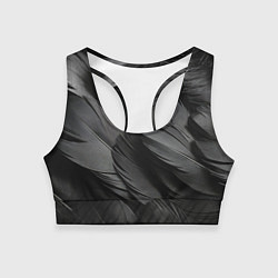 Топик спортивный женский Черные перья ворона, цвет: 3D-принт