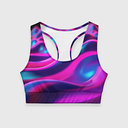 Топик спортивный женский Фиолетовые неоновые волны, цвет: 3D-принт