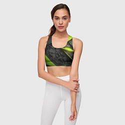 Топик спортивный женский Зеленые абстрактные осколки, цвет: 3D-принт — фото 2