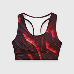 Топик спортивный женский Красные разломы, цвет: 3D-принт