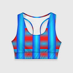 Топик спортивный женский Красно-синие полосы и квадраты, цвет: 3D-принт