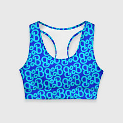Топик спортивный женский Логотип Барби - синий паттерн, цвет: 3D-принт