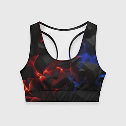 Топик спортивный женский Плиты черные красные синие, цвет: 3D-принт
