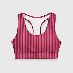 Топик спортивный женский Полосатый тёмно-розовый, цвет: 3D-принт