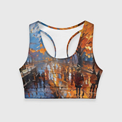 Топик спортивный женский Осенний город импрессионизм, цвет: 3D-принт