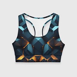 Топик спортивный женский Объемные неровные плиты, цвет: 3D-принт