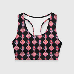 Топик спортивный женский Клеточка black pink, цвет: 3D-принт