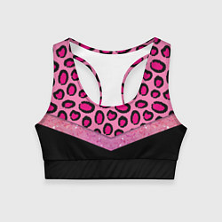 Топик спортивный женский Розовый леопард и блестки принт, цвет: 3D-принт