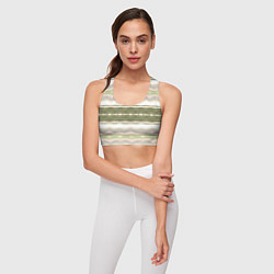Топик спортивный женский Тай дай полосы в оливковых тонах, цвет: 3D-принт — фото 2