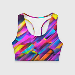 Топик спортивный женский Неоновые разноцветные пластины, цвет: 3D-принт
