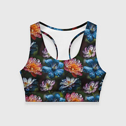 Женский спортивный топ Капли на цветах