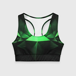Топик спортивный женский Яркая зеленая геометрия, цвет: 3D-принт