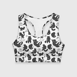 Женский спортивный топ Эмоциональные черно-белые коты