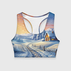 Топик спортивный женский Предновогодний восход, цвет: 3D-принт