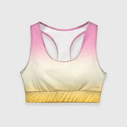 Топик спортивный женский Розовый бежевый желтый градиент, цвет: 3D-принт