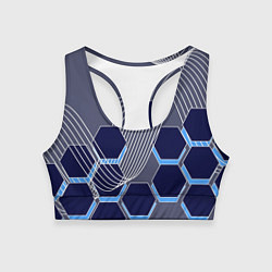 Топик спортивный женский Электромагнитные шестиугольники, цвет: 3D-принт