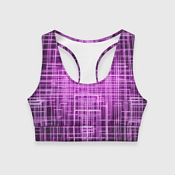 Топик спортивный женский Фиолетовые неоновые полосы киберпанк, цвет: 3D-принт