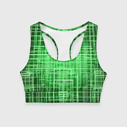 Женский спортивный топ Зелёные неоновые полосы киберпанк