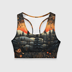 Топик спортивный женский Зимний лес в ожидании праздника, цвет: 3D-принт