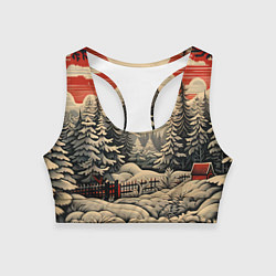 Женский спортивный топ Блеск снежинок новогодний стиль