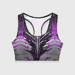 Топик спортивный женский Киберпанк доспех фиолетовый, цвет: 3D-принт