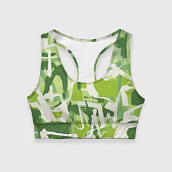 Топик спортивный женский Белая и зеленая краска, цвет: 3D-принт