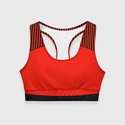 Женский спортивный топ Оранжево черный комбинированный узор в полоску