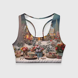 Женский спортивный топ Объемные новогодние домики