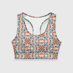 Топик спортивный женский Мелкий красочный узор, цвет: 3D-принт