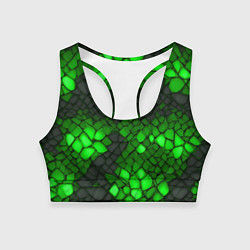 Топик спортивный женский Зелёный трескающийся камень, цвет: 3D-принт
