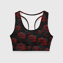 Топик спортивный женский Красные розы цветы, цвет: 3D-принт