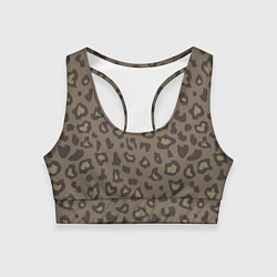 Топик спортивный женский Темный леопардовый узор, цвет: 3D-принт