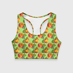 Топик спортивный женский Апельсинки с листьями, цвет: 3D-принт