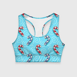 Женский спортивный топ Новогодний леденец трость