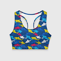 Женский спортивный топ Разноцветные акулы на глубине
