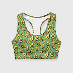 Топик спортивный женский Авокадо и сердечки, цвет: 3D-принт