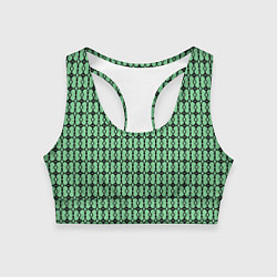 Топик спортивный женский Чёрные узоры на зелёном, цвет: 3D-принт