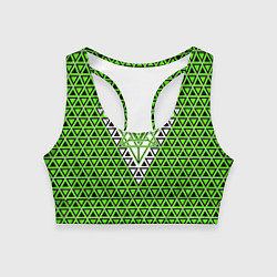 Топик спортивный женский Зелёные и чёрные треугольники, цвет: 3D-принт