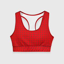 Топик спортивный женский Красный в чёрный маленький горошек, цвет: 3D-принт