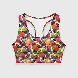 Топик спортивный женский Разные ягоды, цвет: 3D-принт