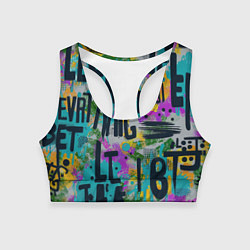 Женский спортивный топ Загадочный абстрактный текст на ярком фоне