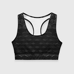 Топик спортивный женский Чёрные текстуры соты, цвет: 3D-принт
