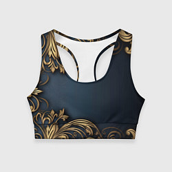 Топик спортивный женский Лепнина объемные золотые узоры на ткани, цвет: 3D-принт