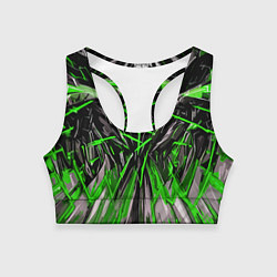 Топик спортивный женский Череп и зелёные полосы, цвет: 3D-принт